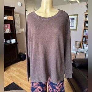 Seven7 brown long sleeve waffle knit top-size XL
